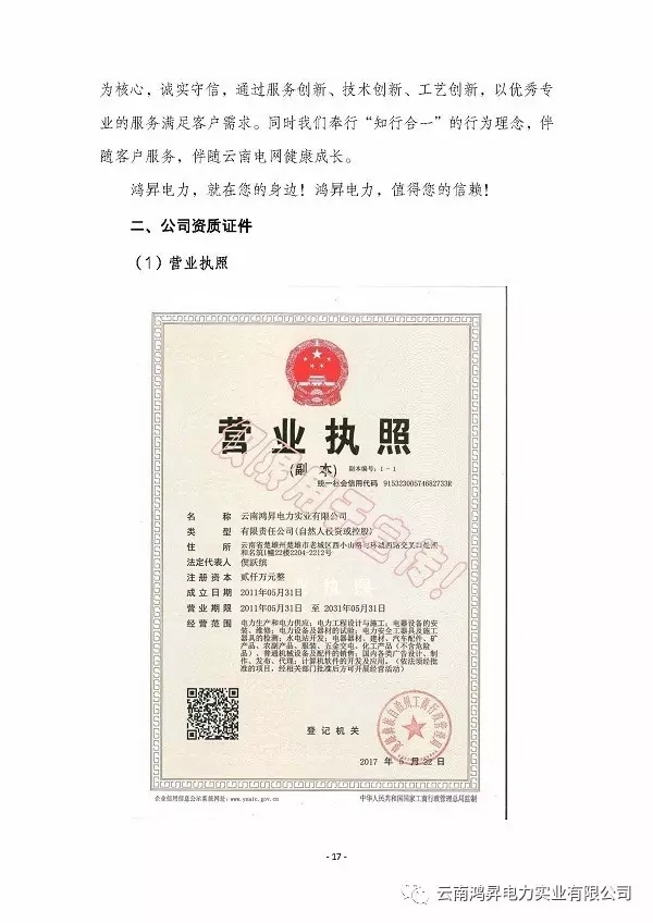 云南鴻昇電力實業有限公司售電業務概述