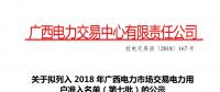 2018年廣西電力市場(chǎng)交易電力用戶準(zhǔn)入公示名單(第七批)